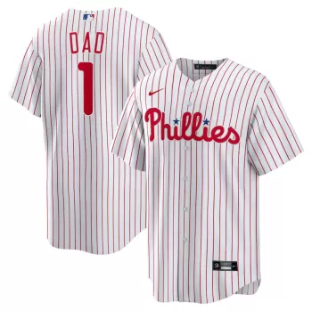 Men's Philadelphia Phillies Nike White #1 Dad Home Replica Jersey Men's Philadelphia Phillies Nike White #1 Dad Home Replica Jersey