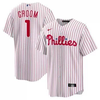 Men's Philadelphia Phillies Nike White #1 Groom Home Replica Jersey Men's Philadelphia Phillies Nike White #1 Groom Home Replica Jersey