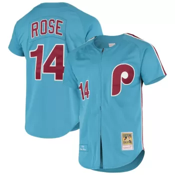 Men's Philadelphia Phillies Pete Rose Mitchell & Ness Light Blue Cooperstown Collection Authentic Jersey Men's Philadelphia Phillies Pete Rose Mitchell & Ness Light Blue Cooperstown Collection Authentic Jersey