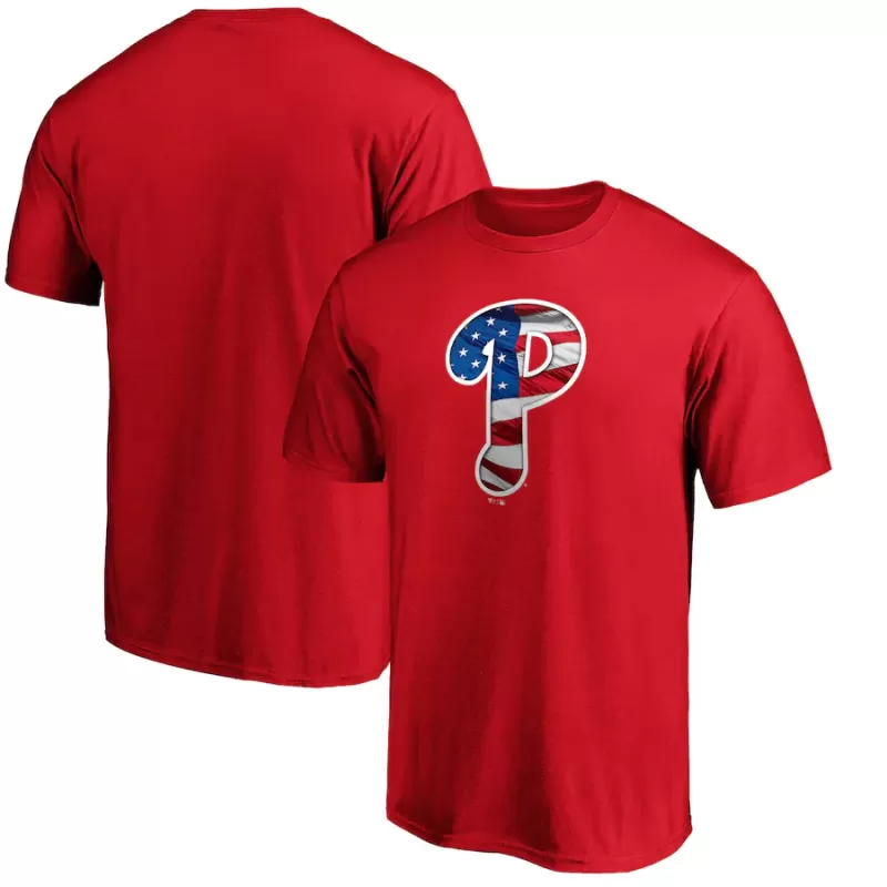 Men's Philadelphia Phillies Red Banner Wave T-Shirt Men's Philadelphia Phillies Red Banner Wave T-Shirt