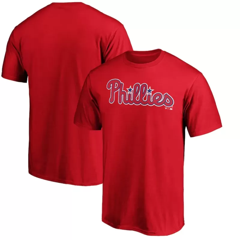 Men's Philadelphia Phillies Red Official Team Wordmark T-Shirt Men's Philadelphia Phillies Red Official Team Wordmark T-Shirt