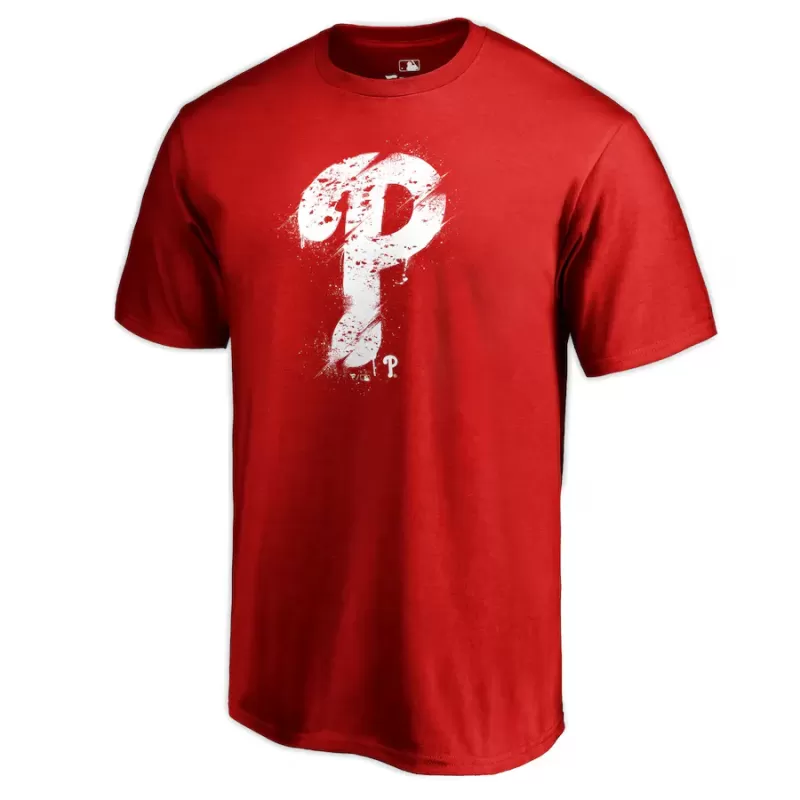 Men's Philadelphia Phillies Red Splatter Logo T-Shirt Men's Philadelphia Phillies Red Splatter Logo T-Shirt