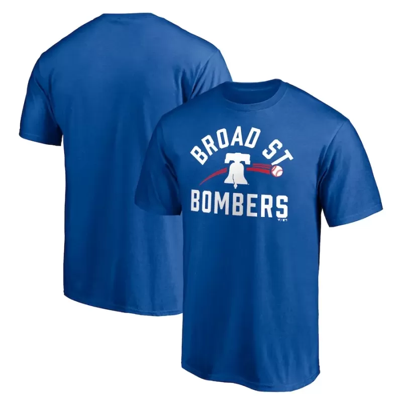 Men's Philadelphia Phillies Royal Paint the Black Broad Street Bombers T-Shirt Men's Philadelphia Phillies Royal Paint the Black Broad Street Bombers T-Shirt