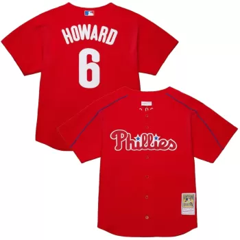 Men's Philadelphia Phillies Ryan Howard Mitchell & Ness Red Cooperstown Collection Batting Practice Jersey Men's Philadelphia Phillies Ryan Howard Mitchell & Ness Red Cooperstown Collection Batting Practice Jersey