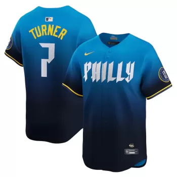 Men's Philadelphia Phillies Trea Turner Nike Blue 2024 City Connect Limited Player Jersey Men's Philadelphia Phillies Trea Turner Nike Blue 2024 City Connect Limited Player Jersey