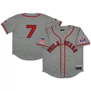Men's Philadelphia Stars #7 Rings & Crwns Gray Mesh Button-Down Replica Jersey Men's Philadelphia Stars #7 Rings & Crwns Gray Mesh Button-Down Replica Jersey