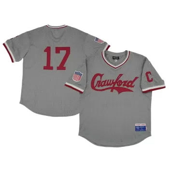 Men's Pittsburgh Crawfords #17 Rings & Crwns Gray Mesh Replica V-Neck Jersey Men's Pittsburgh Crawfords #17 Rings & Crwns Gray Mesh Replica V-Neck Jersey