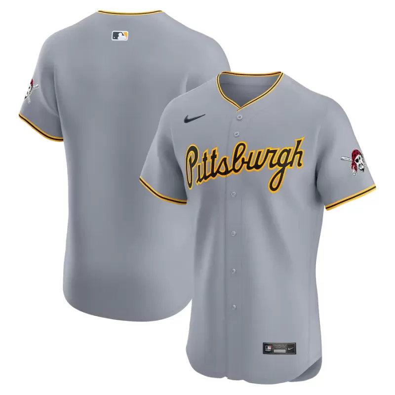 Men's Pittsburgh Pirates Nike Gray Road Vapor Premier Elite Patch Jersey Men's Pittsburgh Pirates Nike Gray Road Vapor Premier Elite Patch Jersey