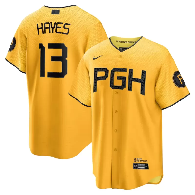 Men's Pittsburgh Pirates Ke'Bryan Hayes Nike Gold City Connect Replica Player Jersey Men's Pittsburgh Pirates Ke'Bryan Hayes Nike Gold City Connect Replica Player Jersey