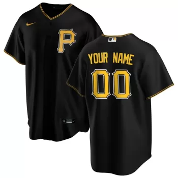 Men's Pittsburgh Pirates Nike Black Alternate Replica Custom Jersey Men's Pittsburgh Pirates Nike Black Alternate Replica Custom Jersey