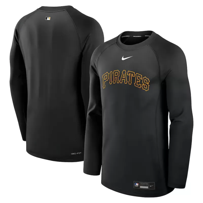 Men's Pittsburgh Pirates Nike Black Authentic Collection Game Time Raglan Performance Long Sleeve T-Shirt Men's Pittsburgh Pirates Nike Black Authentic Collection Game Time Raglan Performance Long Sleeve T-Shirt