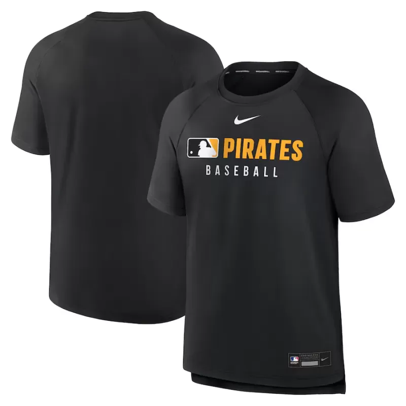 Men's Pittsburgh Pirates Nike Black Authentic Collection Pregame Raglan Performance T-Shirt Men's Pittsburgh Pirates Nike Black Authentic Collection Pregame Raglan Performance T-Shirt