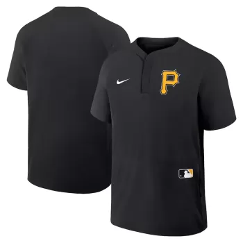 Men's Pittsburgh Pirates Nike Black Authentic Collection Raglan Short Sleeve Windshirt