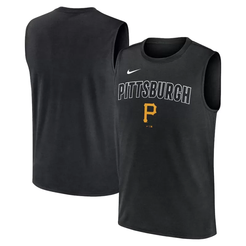 Men's Pittsburgh Pirates Nike Black Knockout Performance Muscle Tank Top Men's Pittsburgh Pirates Nike Black Knockout Performance Muscle Tank Top