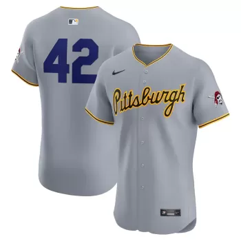 Men's Pittsburgh Pirates Nike Gray Road 2024 Jackie Robinson Day Elite Jersey Men's Pittsburgh Pirates Nike Gray Road 2024 Jackie Robinson Day Elite Jersey