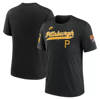 Men's Pittsburgh Pirates Nike Heather Black Cooperstown Collection Eras Tri-Blend T-Shirt Men's Pittsburgh Pirates Nike Heather Black Cooperstown Collection Eras Tri-Blend T-Shirt