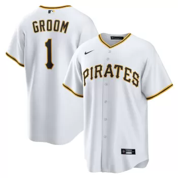 Men's Pittsburgh Pirates Nike White #1 Groom Home Replica Jersey Men's Pittsburgh Pirates Nike White #1 Groom Home Replica Jersey