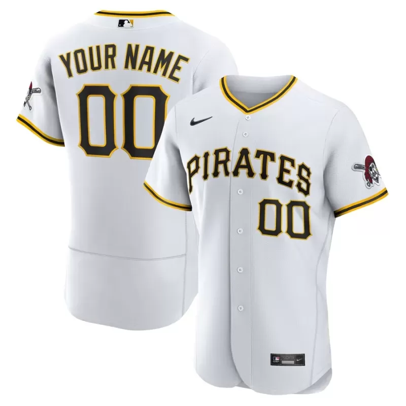 Men's Pittsburgh Pirates Nike White Home Authentic Custom Jersey Men's Pittsburgh Pirates Nike White Home Authentic Custom Jersey