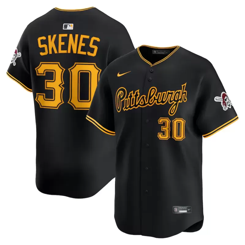 Men's Pittsburgh Pirates Paul Skenes Nike Black Alternate 2 Limited Jersey Men's Pittsburgh Pirates Paul Skenes Nike Black Alternate 2 Limited Jersey