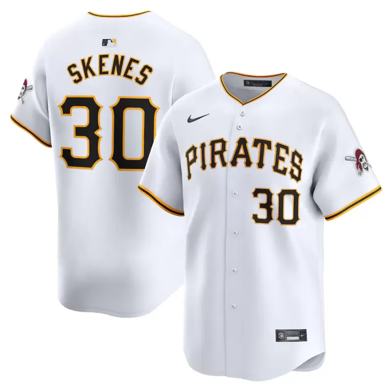 Men's Pittsburgh Pirates Paul Skenes Nike White Home Limited Player Jersey Men's Pittsburgh Pirates Paul Skenes Nike White Home Limited Player Jersey