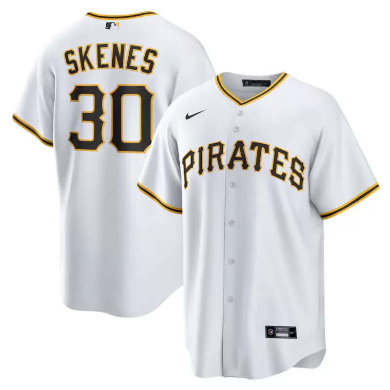 Men's Pittsburgh Pirates Paul Skenes Nike White Home Replica Player Jersey Men's Pittsburgh Pirates Paul Skenes Nike White Home Replica Player Jersey