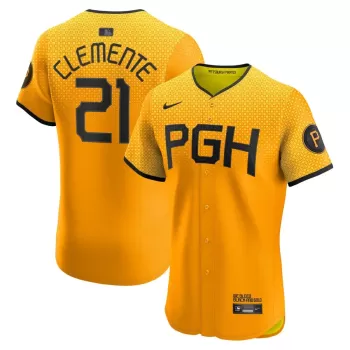 Men's Pittsburgh Pirates Roberto Clemente Nike Gold City Connect Elite Player Jersey Men's Pittsburgh Pirates Roberto Clemente Nike Gold City Connect Elite Player Jersey