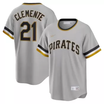 Men's Pittsburgh Pirates Roberto Clemente Nike Gray Road Cooperstown Collection Player Jersey Men's Pittsburgh Pirates Roberto Clemente Nike Gray Road Cooperstown Collection Player Jersey