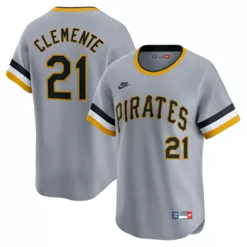 Men's Pittsburgh Pirates Roberto Clemente Nike Gray Throwback Cooperstown Collection Limited Jersey Men's Pittsburgh Pirates Roberto Clemente Nike Gray Throwback Cooperstown Collection Limited Jersey