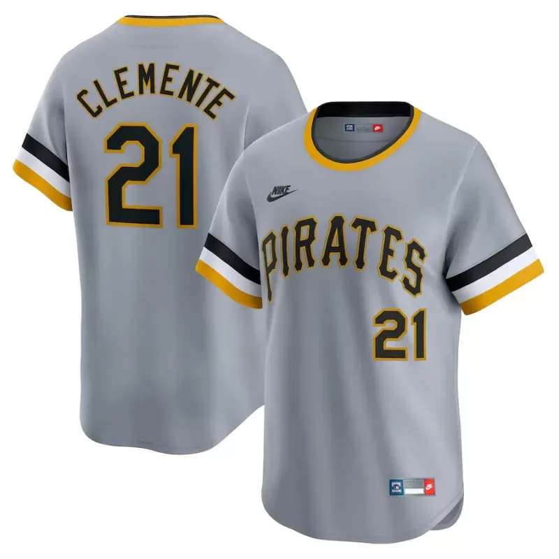 Men's Pittsburgh Pirates Roberto Clemente Nike Gray Throwback Cooperstown Collection Limited Jersey