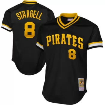 Men's Pittsburgh Pirates Willie Stargell Mitchell & Ness Black 1982 Authentic Cooperstown Collection Mesh Batting Practice Jersey Men's Pittsburgh Pirates Willie Stargell Mitchell & Ness Black 1982 Authentic Cooperstown Collection Mesh Batting Practice Jersey