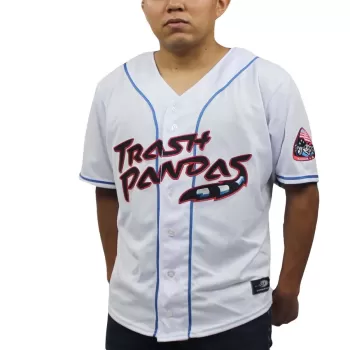 Men's Rocket City Trash Pandas White Home Replica Jersey Men's Rocket City Trash Pandas White Home Replica Jersey