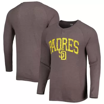 Men's San Diego Padres Concepts Sport Brown Inertia Raglan Long Sleeve Henley T-Shirt Men's San Diego Padres Concepts Sport Brown Inertia Raglan Long Sleeve Henley T-Shirt