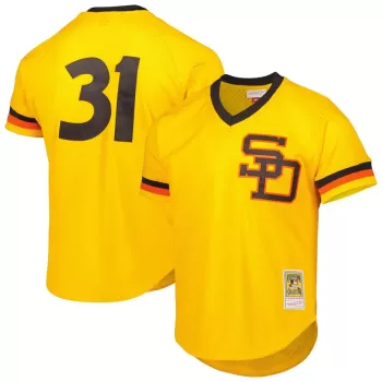 Men's San Diego Padres Dave Winfield Mitchell & Ness Gold Cooperstown Collection Mesh Batting Practice Jersey Men's San Diego Padres Dave Winfield Mitchell & Ness Gold Cooperstown Collection Mesh Batting Practice Jersey