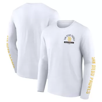 Men's San Diego Padres Fanatics White Press Box Long Sleeve T-Shirt Men's San Diego Padres Fanatics White Press Box Long Sleeve T-Shirt