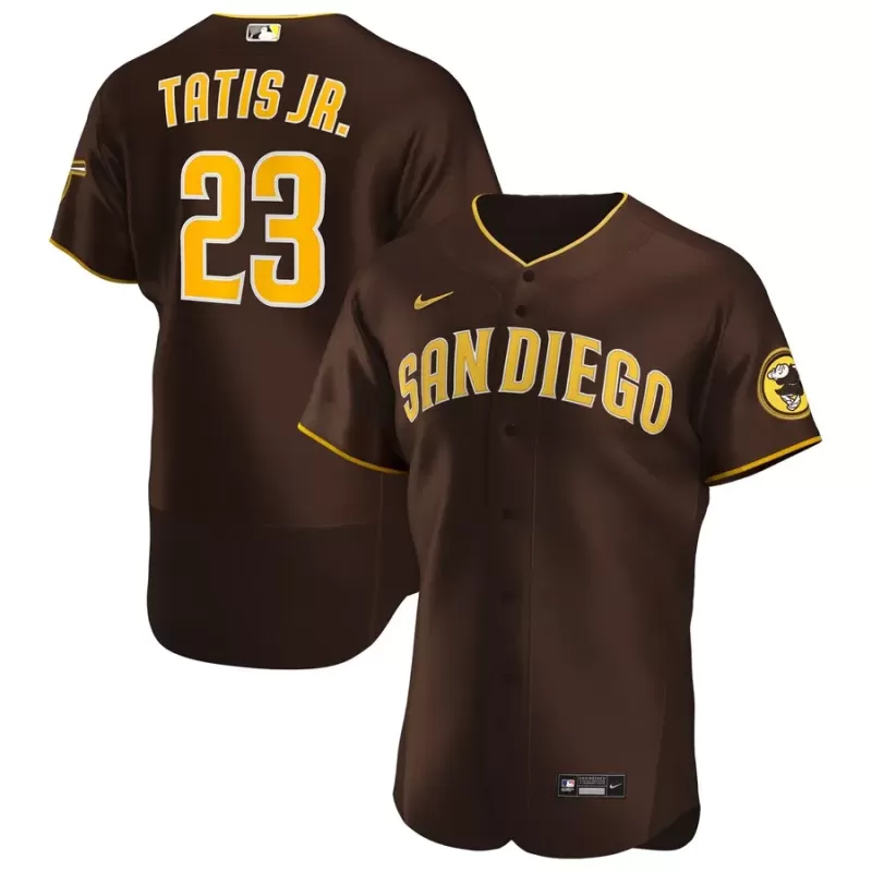 Men's San Diego Padres Fernando Tatís Jr. Nike Brown Road Authentic Player Jersey Men's San Diego Padres Fernando Tatís Jr. Nike Brown Road Authentic Player Jersey