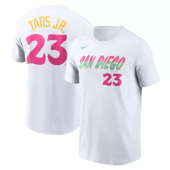 Men's San Diego Padres Fernando Tatis Jr. Nike White City Connect Name & Number T-Shirt Men's San Diego Padres Fernando Tatis Jr. Nike White City Connect Name & Number T-Shirt