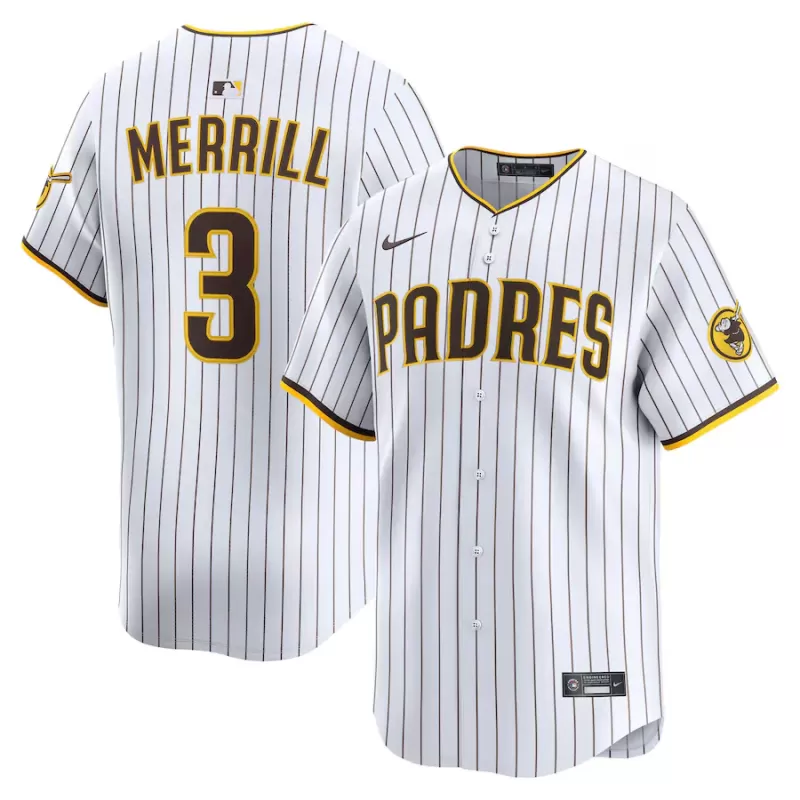 Men's San Diego Padres Jackson Merrill Nike White Alternate Limited Player Jersey Men's San Diego Padres Jackson Merrill Nike White Alternate Limited Player Jersey