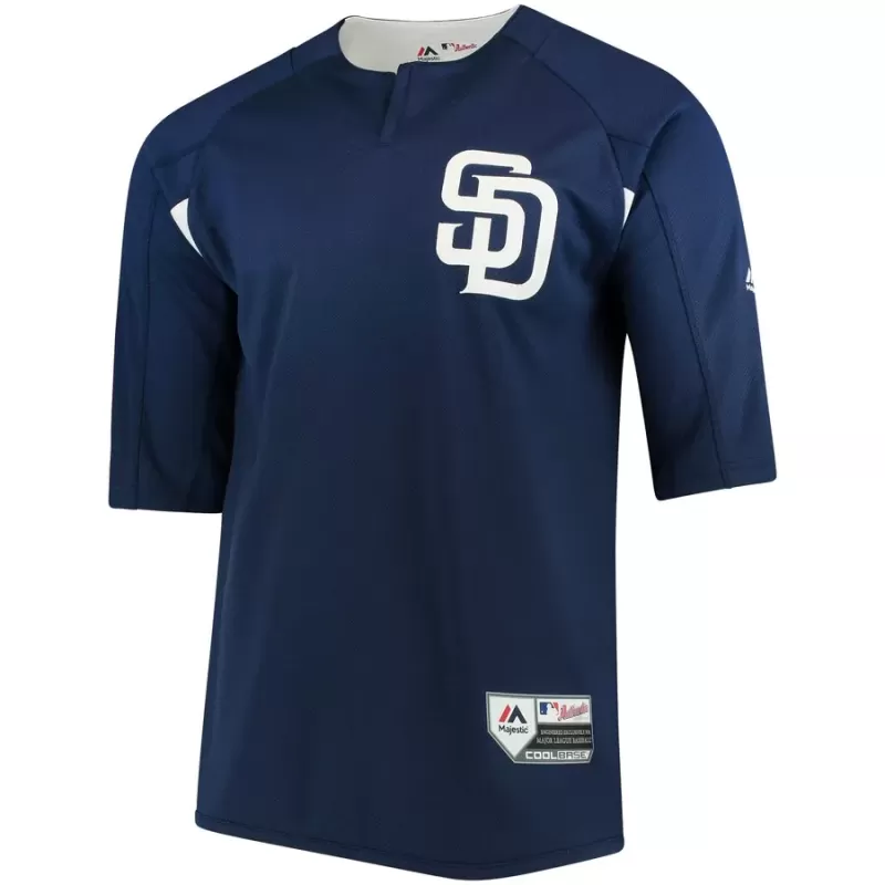 Men's San Diego Padres Majestic Navy/White Authentic Collection On-Field 3/4-Sleeve Batting Practice Jersey Men's San Diego Padres Majestic Navy/White Authentic Collection On-Field 3/4-Sleeve Batting Practice Jersey