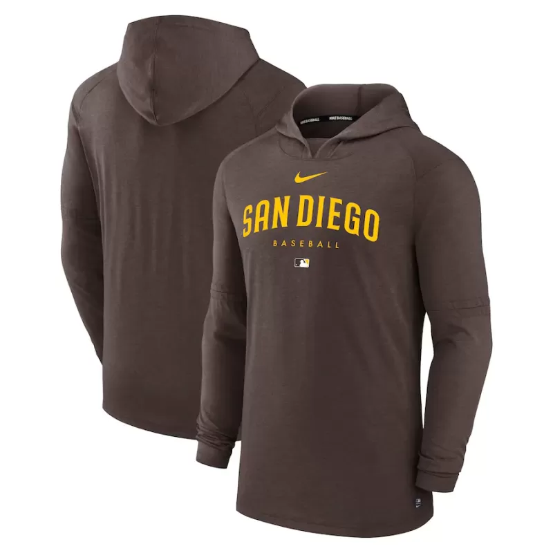 Men's San Diego Padres Nike Brown Authentic Collection Early Work Tri-Blend Performance Pullover Hoodie Men's San Diego Padres Nike Brown Authentic Collection Early Work Tri-Blend Performance Pullover Hoodie