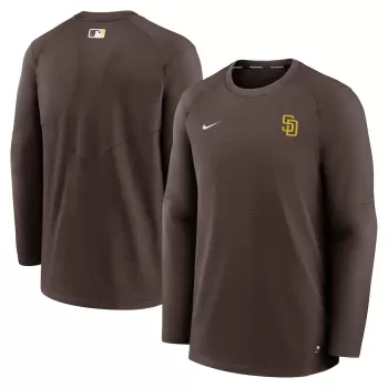 Men's San Diego Padres Nike Brown Authentic Collection Logo Performance Long Sleeve T-Shirt