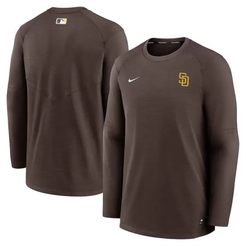 Men's San Diego Padres Nike Brown Authentic Collection Logo Performance Long Sleeve T-Shirt Men's San Diego Padres Nike Brown Authentic Collection Logo Performance Long Sleeve T-Shirt