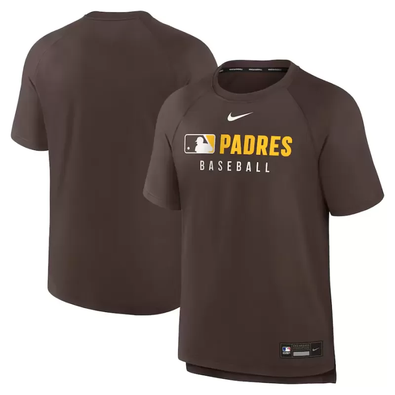 Men's San Diego Padres Nike Brown Authentic Collection Pregame Raglan Performance T-Shirt Men's San Diego Padres Nike Brown Authentic Collection Pregame Raglan Performance T-Shirt