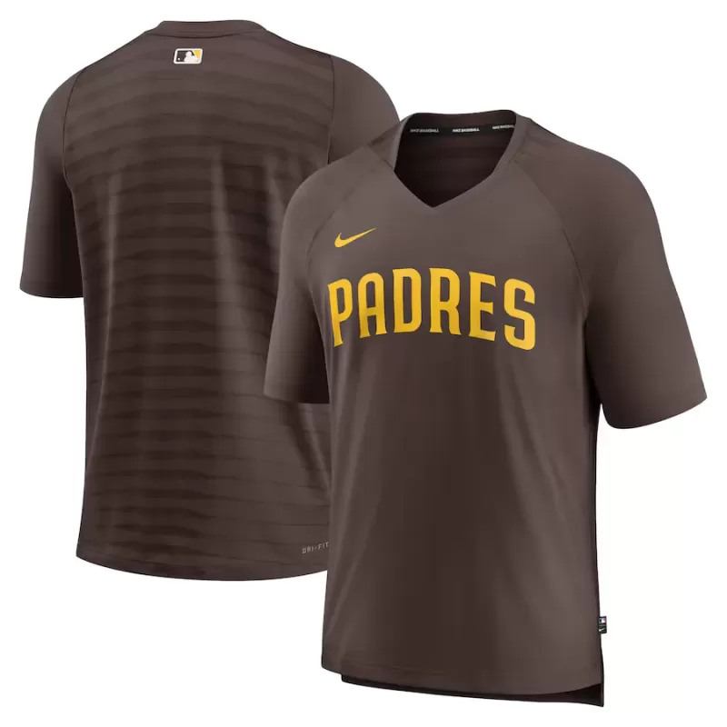 Men's San Diego Padres Nike Brown Authentic Collection Pregame Raglan Performance V-Neck T-Shirt Men's San Diego Padres Nike Brown Authentic Collection Pregame Raglan Performance V-Neck T-Shirt