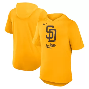 Men's San Diego Padres Nike Gold Tri-Blend Hoodie T-Shirt Men's San Diego Padres Nike Gold Tri-Blend Hoodie T-Shirt