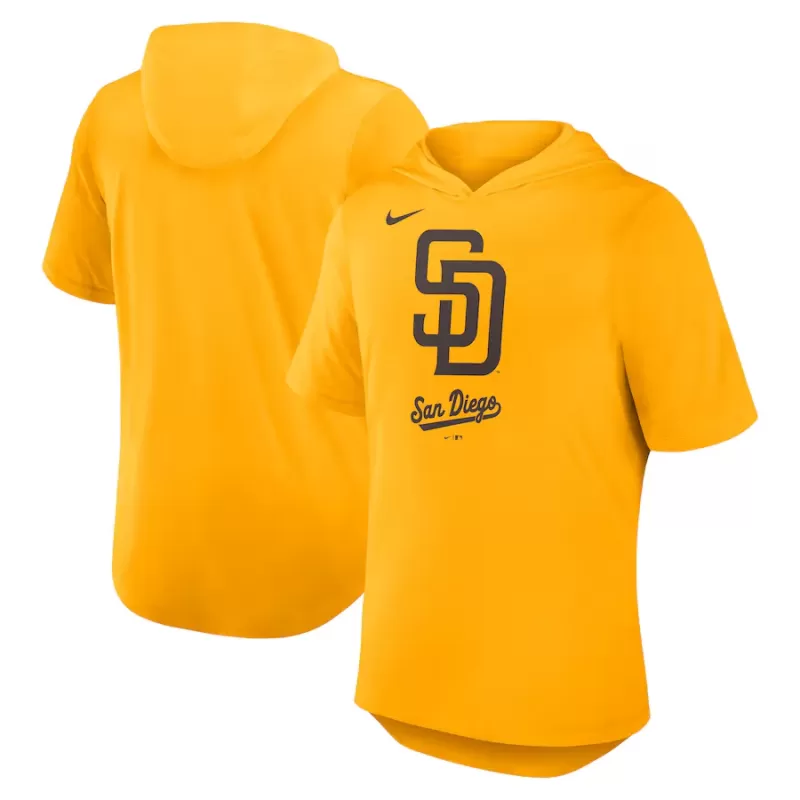 Men's San Diego Padres Nike Gold Tri-Blend Hoodie T-Shirt Men's San Diego Padres Nike Gold Tri-Blend Hoodie T-Shirt
