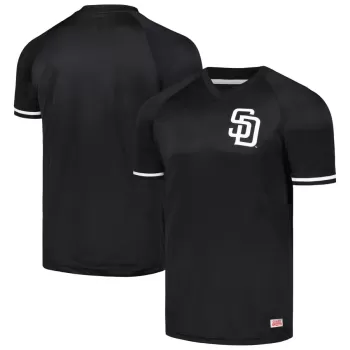 Men's San Diego Padres Stitches Black Raglan V-Neck Jersey Men's San Diego Padres Stitches Black Raglan V-Neck Jersey