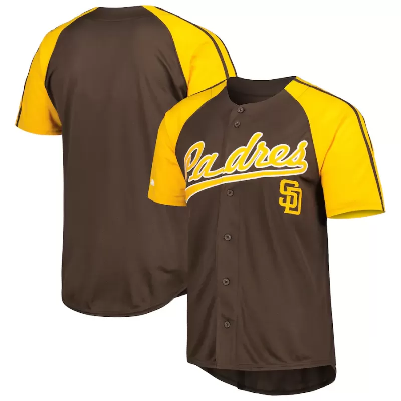 Men's San Diego Padres Stitches Brown Button-Down Raglan Fashion Jersey Men's San Diego Padres Stitches Brown Button-Down Raglan Fashion Jersey