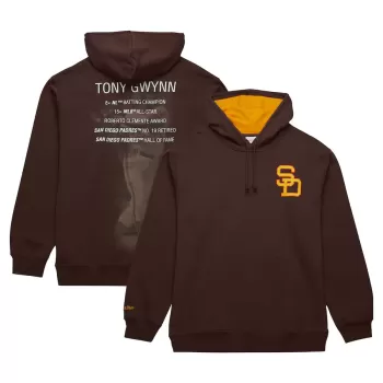 Men's San Diego Padres Tony Gwynn Mitchell & Ness Brown Vintage Logo Name & Number Pullover Hoodie Men's San Diego Padres Tony Gwynn Mitchell & Ness Brown Vintage Logo Name & Number Pullover Hoodie