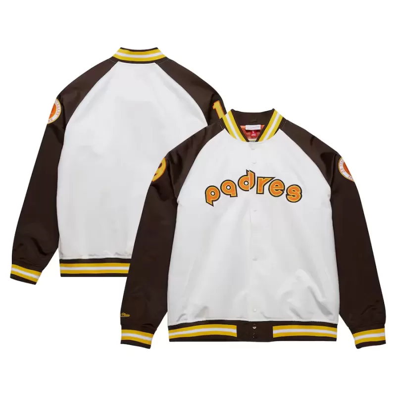 Men's San Diego Padres Tony Gwynn Mitchell & Ness White Cooperstown Collection Legends Lightweight Satin Raglan Full-Snap Jacket