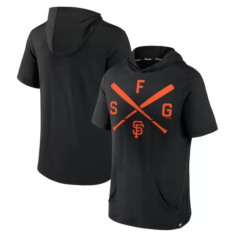 Men's San Francisco Giants Fanatics Black Iconic Rebel Short Sleeve Hooded Top